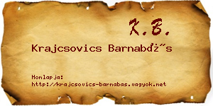 Krajcsovics Barnabás névjegykártya